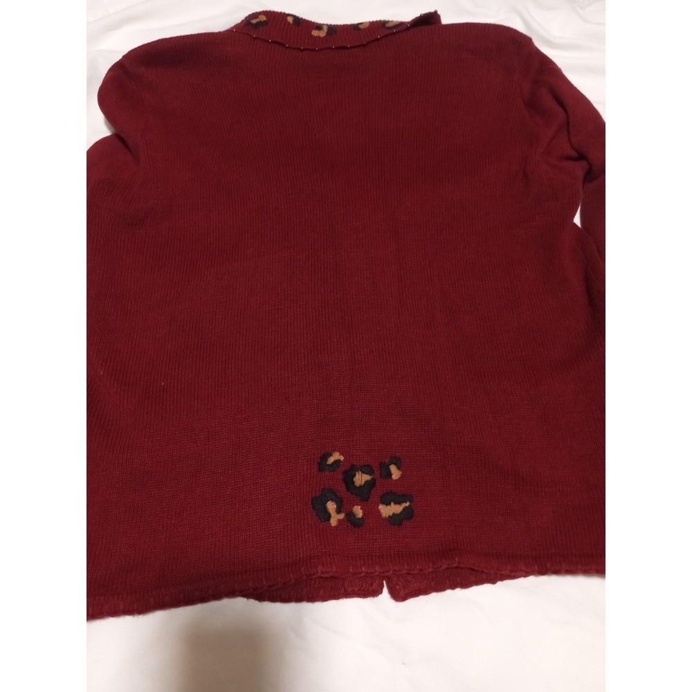 Ronni Salloway Vintage Safari Animal Beaded Cardigan Red Elephant Giraffe Small - Picture 9 of 12